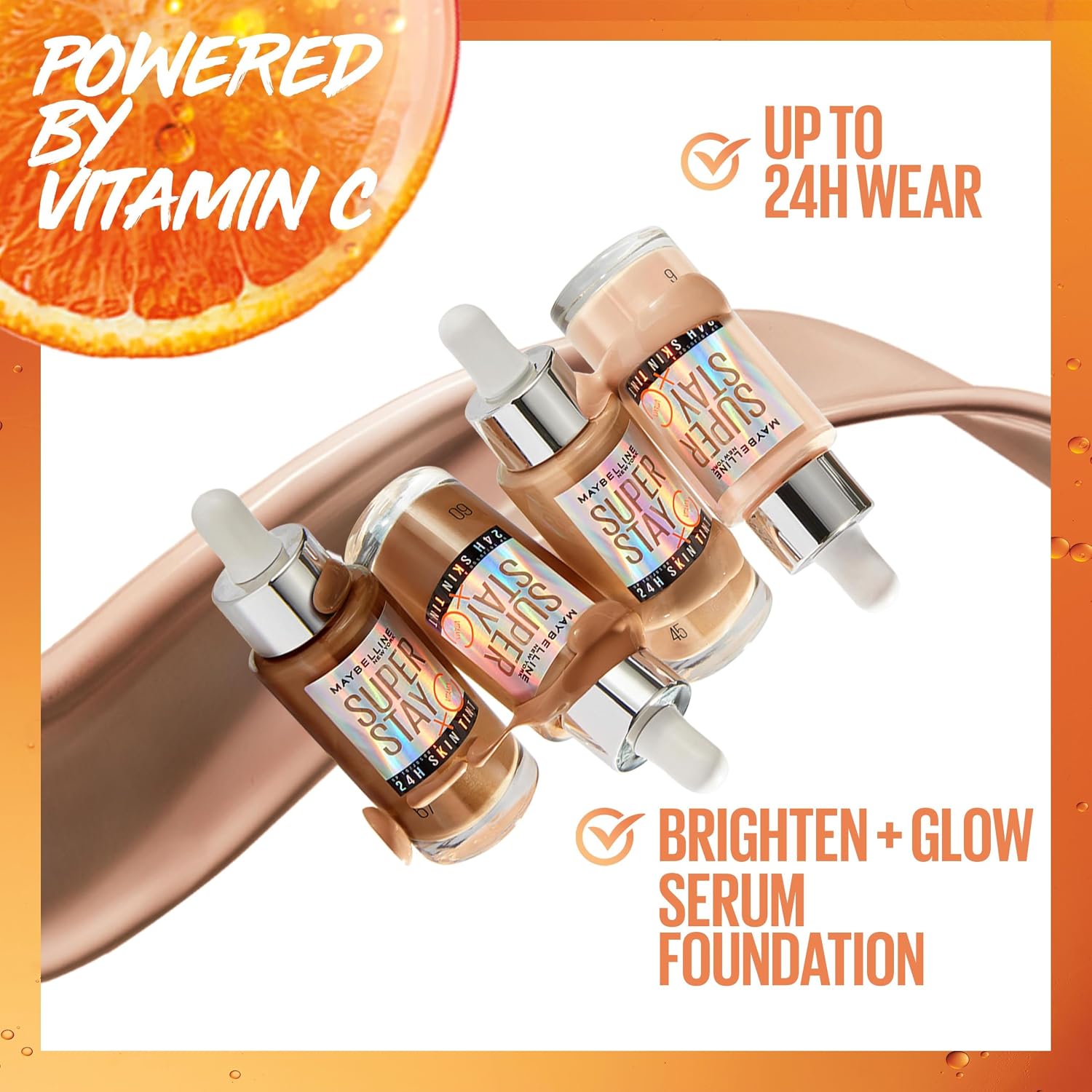 Maybelline Super Stay Skin Tint Foundation, With Vitamin C Shade 40, Up to 24H Wear
