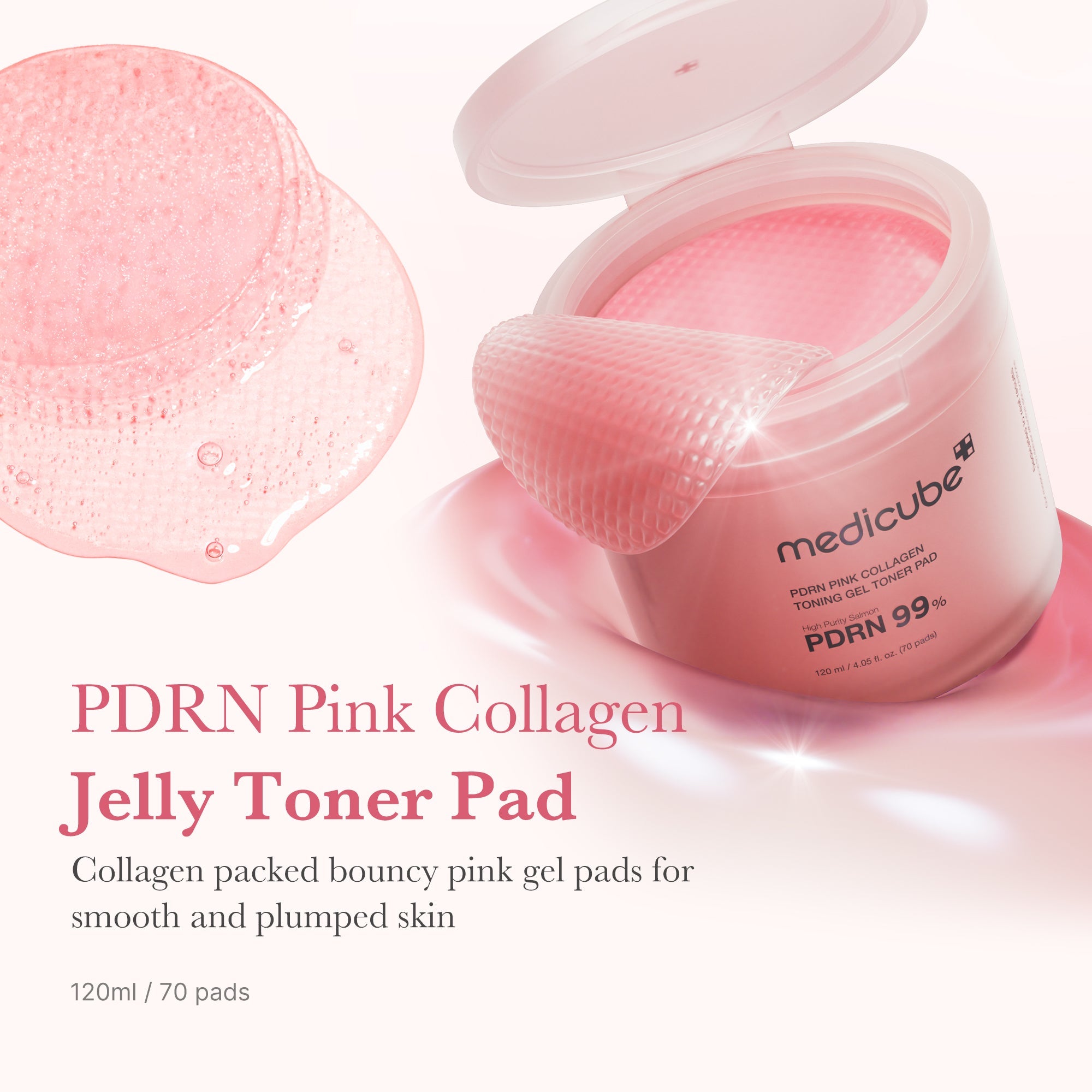 Medicube PDRN Pink Collagen Toning Gel Toner Pad 70P