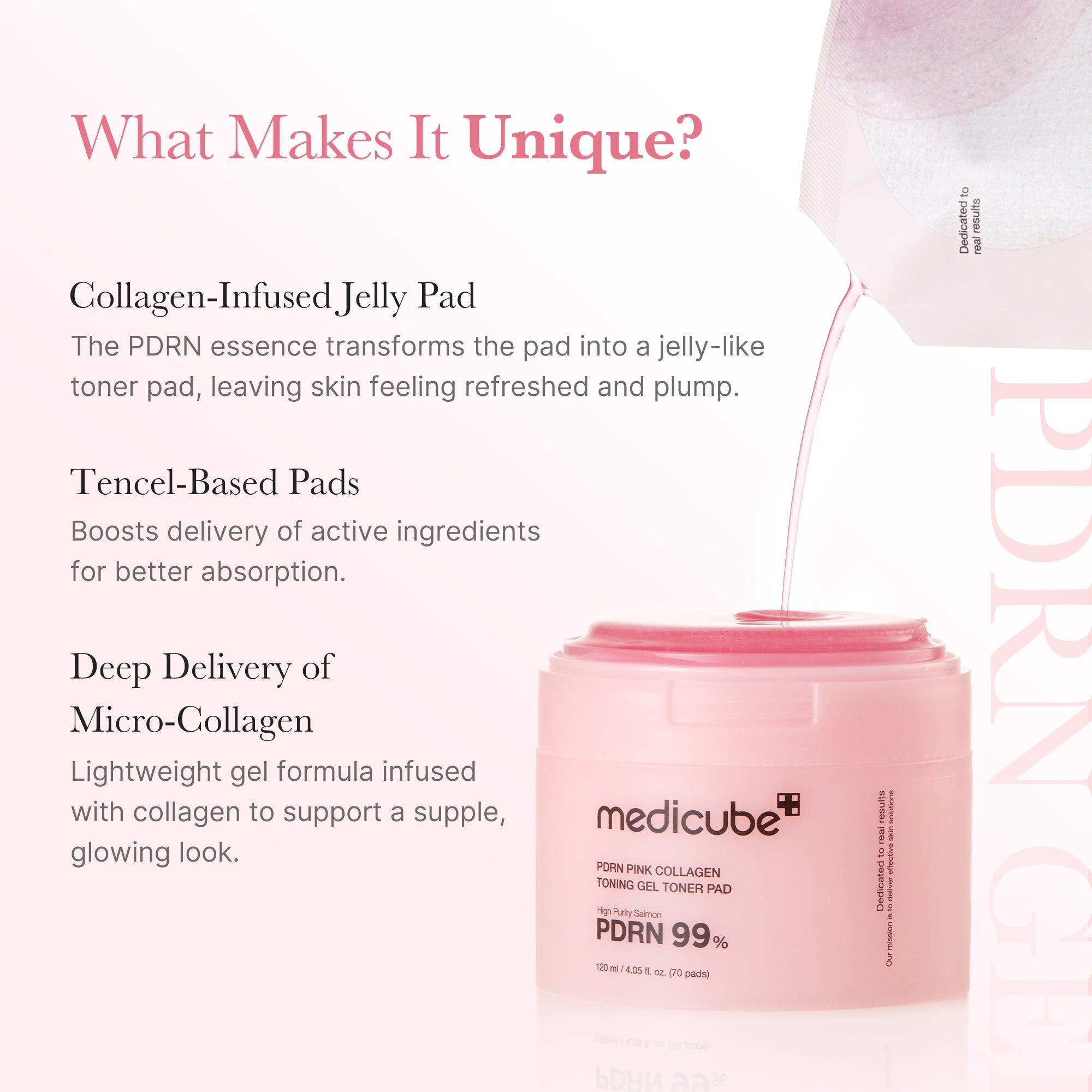 Medicube PDRN Pink Collagen Toning Gel Toner Pad 70P