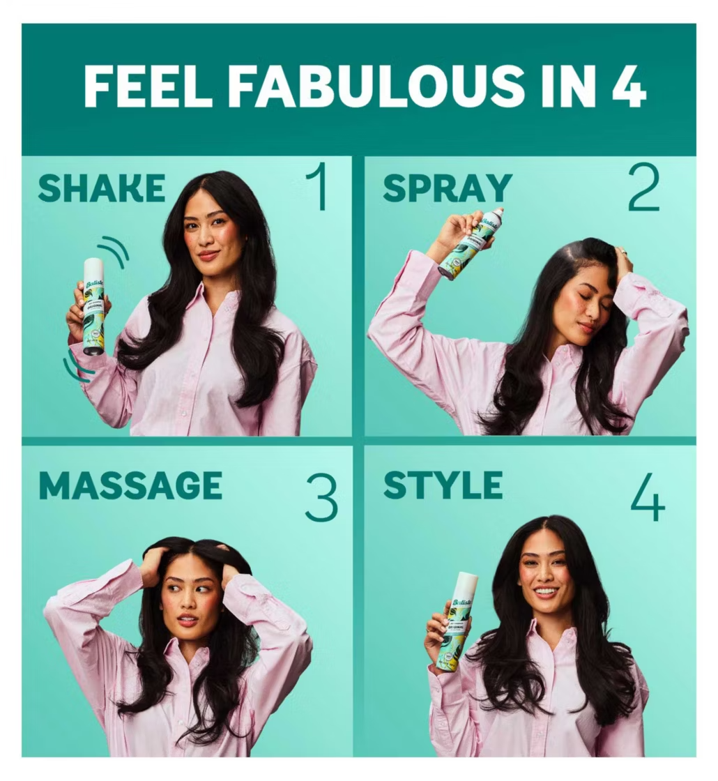 Batiste Dry Shampoo Original, Classic Fresh Fragrance Dry Hair Shampoo, 200ml