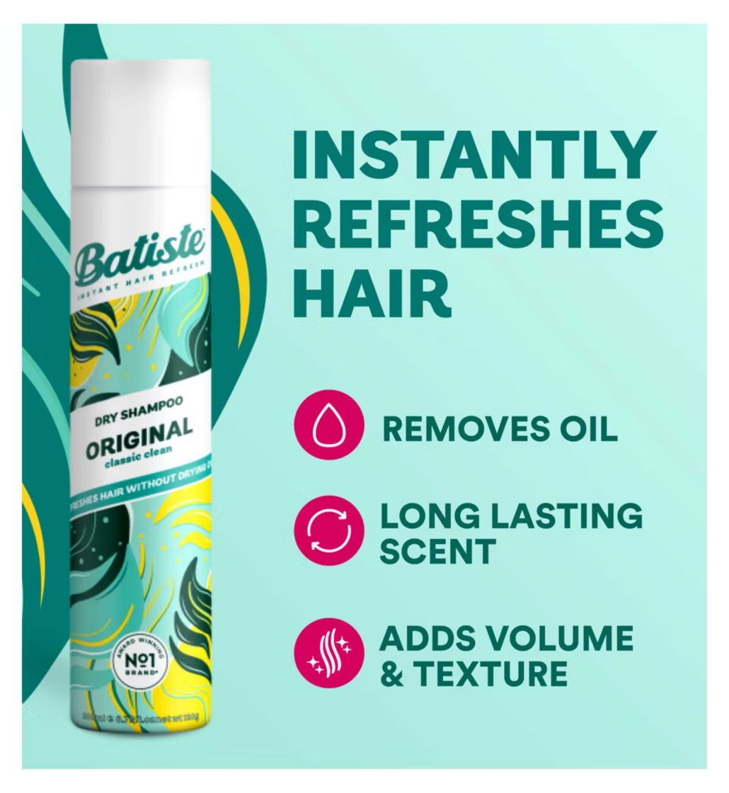 Batiste Dry Shampoo Original, Classic Fresh Fragrance Dry Hair Shampoo, 200ml